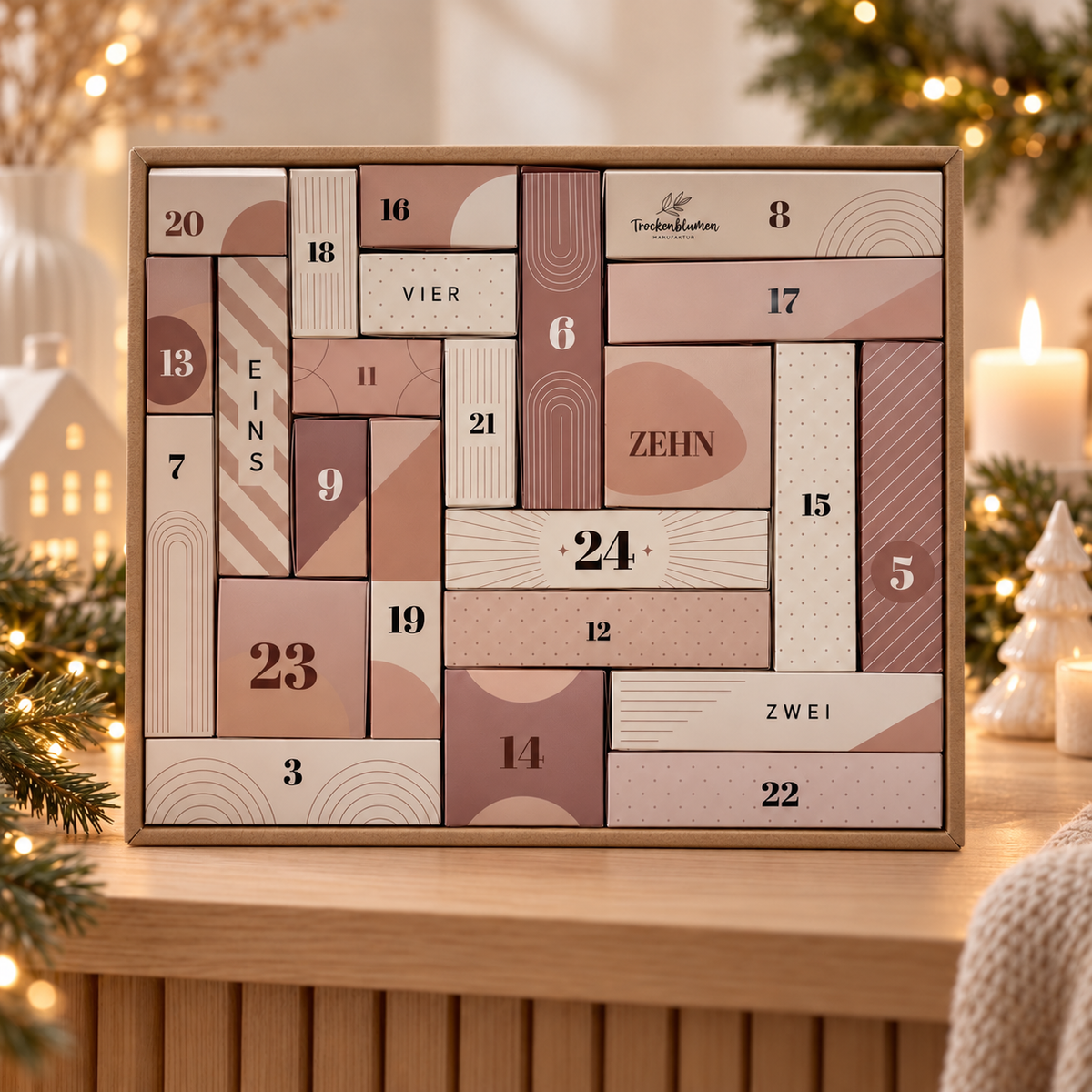 Handmade Adventskalender 2026 – 24 Türchen · 4 Deko-Welten
