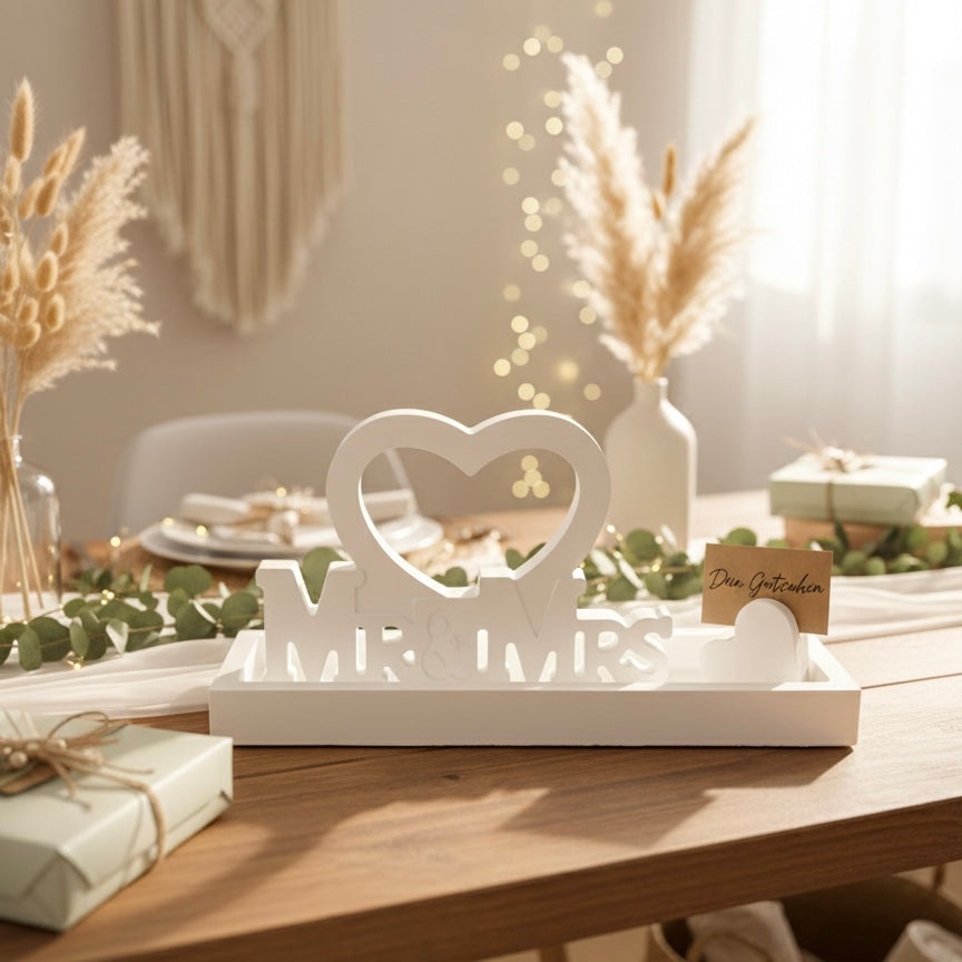 Hochzeits-Geldgeschenk Set „Mr & Mrs" mit Gutscheinhalter