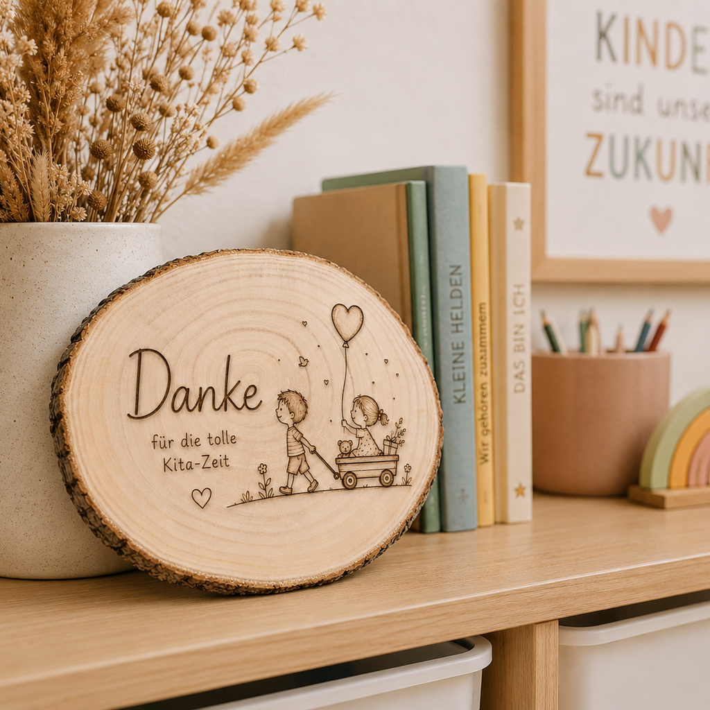 Personalisierte Holzscheibe mit Gravur „Wagen“ – individuelles Erinnerungsgeschenk mit Wunschtext