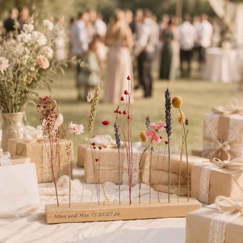 Personalisiertes Hochzeitsgeschenk - FlowerBar "Blumenwiese" mit Gravur