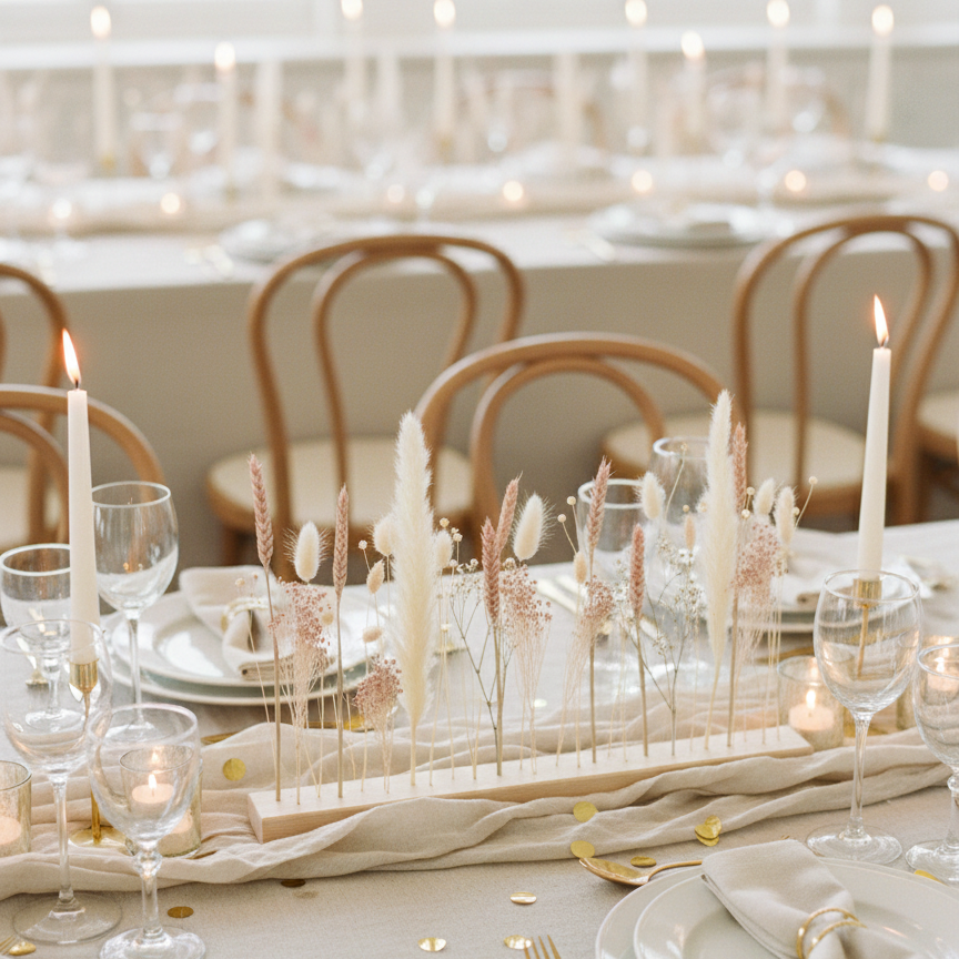 FlowerBar® „Zuckerwatte“ – moderne Flowerbar® Tischdekoration für Hochzeiten & stilvolle Tafeln