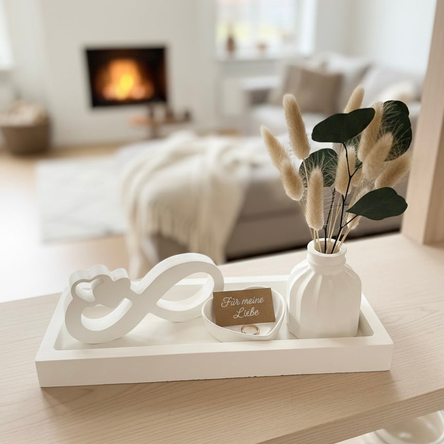 Geschenkset Valentinstag Infinity – Vase mit Herzschale