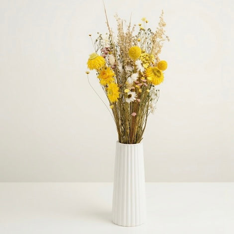 Muttertags-Komplett-Set „Sommerwiese“ - gravierte FlowerBar und Trockenblumen-Arrangement mit Vase