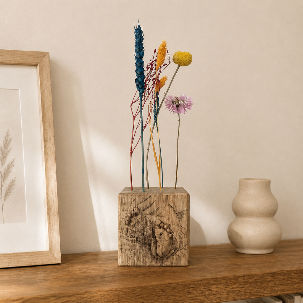 Personalisierter FlowerBar® Cube mit Wunschgravur Blumenwiese