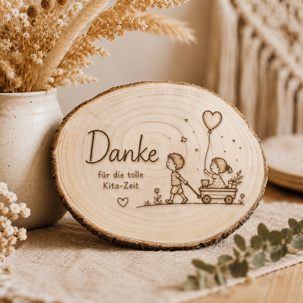 Personalisierte Holzscheibe mit Gravur „Wagen“ – individuelles Erinnerungsgeschenk mit Wunschtext