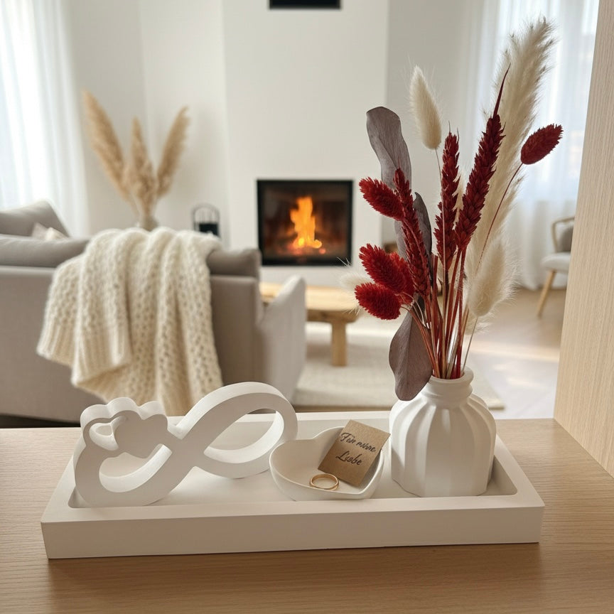 Geschenkset Valentinstag Infinity – Vase mit Herzschale