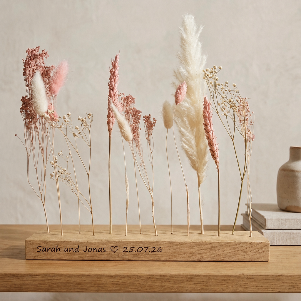 Pesonalisiertes Hochzeitsgeschenk - gravierte FlowerBar "Zuckerwatte"
