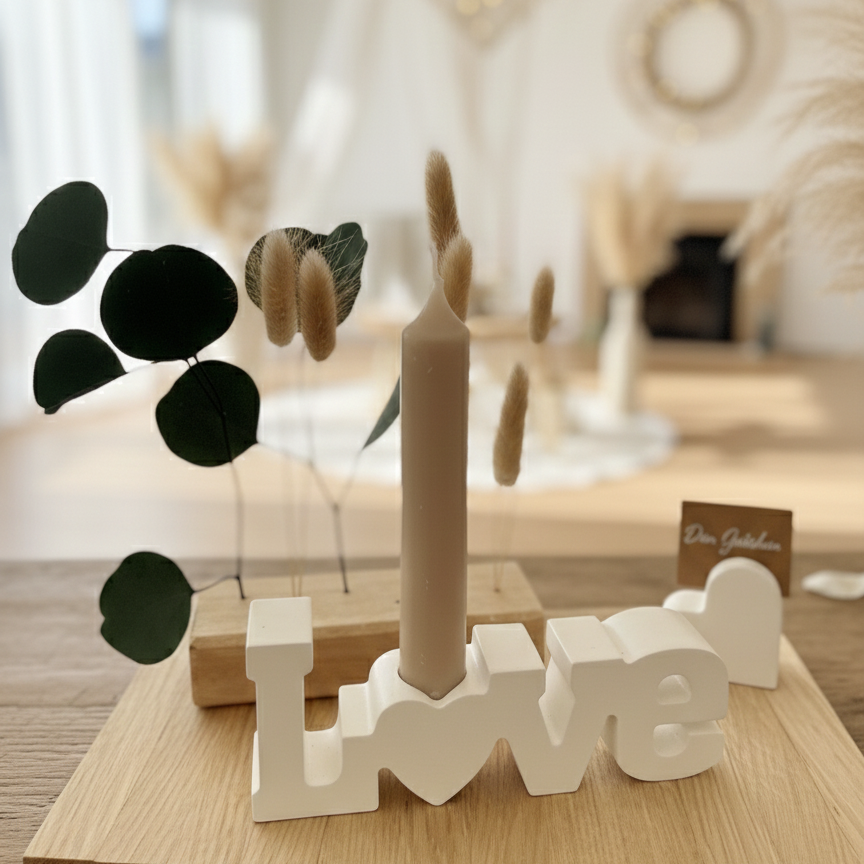 Hochzeits-Geschenkset „Love & Licht“ mit Mini FlowerBar, Kerze und Gutscheinhalter