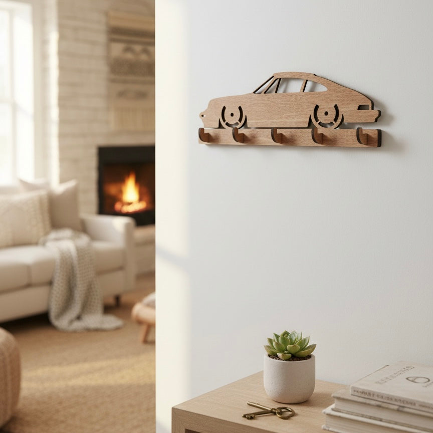 Geschenk Valentinstag Sportwagen – Schlüsselbrett aus Holz