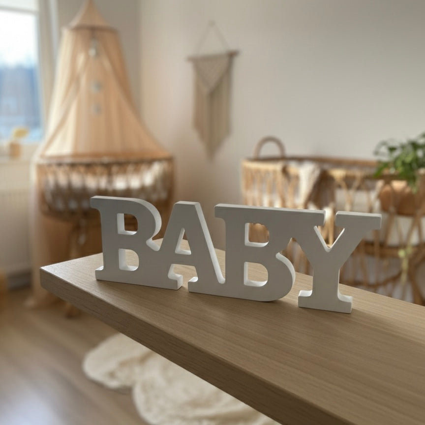 Geschenk-Set Geburt - "BABY“ – handmade & mit Gutscheinhalter in weiß