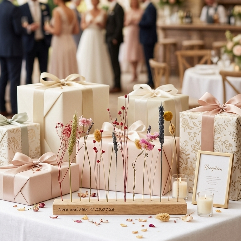 Personalisiertes Hochzeitsgeschenk - FlowerBar "Blumenwiese" mit Gravur