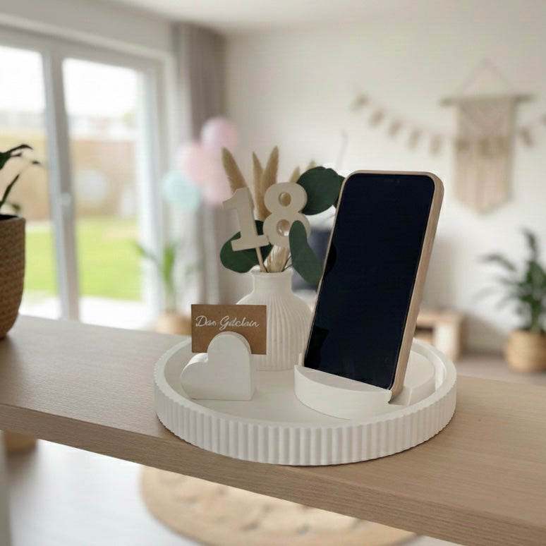 Geschenkset Geburtstag mit Trockenblumen, Blumenvase & Handyhalter – Handmade