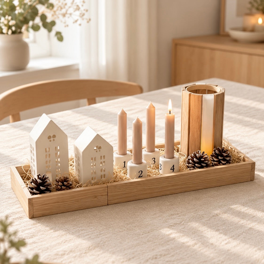 Handmade Adventskranz „Winterdorf“ groß