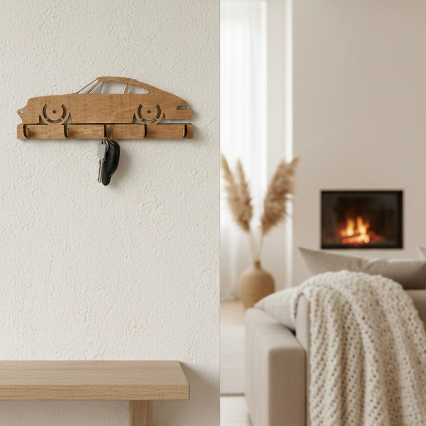 Geschenk Valentinstag Sportwagen – Schlüsselbrett aus Holz