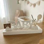 Geschenk-Set Geburt - "BABY“ – handmade & mit Gutscheinhalter in weiß
