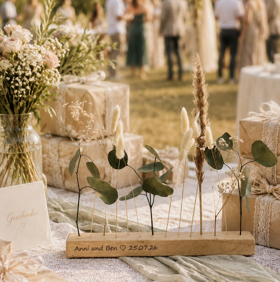 Personalisiertes Hochzeitsgeschenk – gravierte FlowerBar "Fernweh“