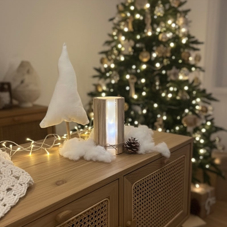 Geschenk-Set Handmade Windlicht aus Holzklötzen