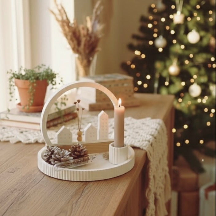 Geschenk-Set Handmade 'Winterzauber' – Handgemachte Raysin-Schale mit Dorf-Silhouette