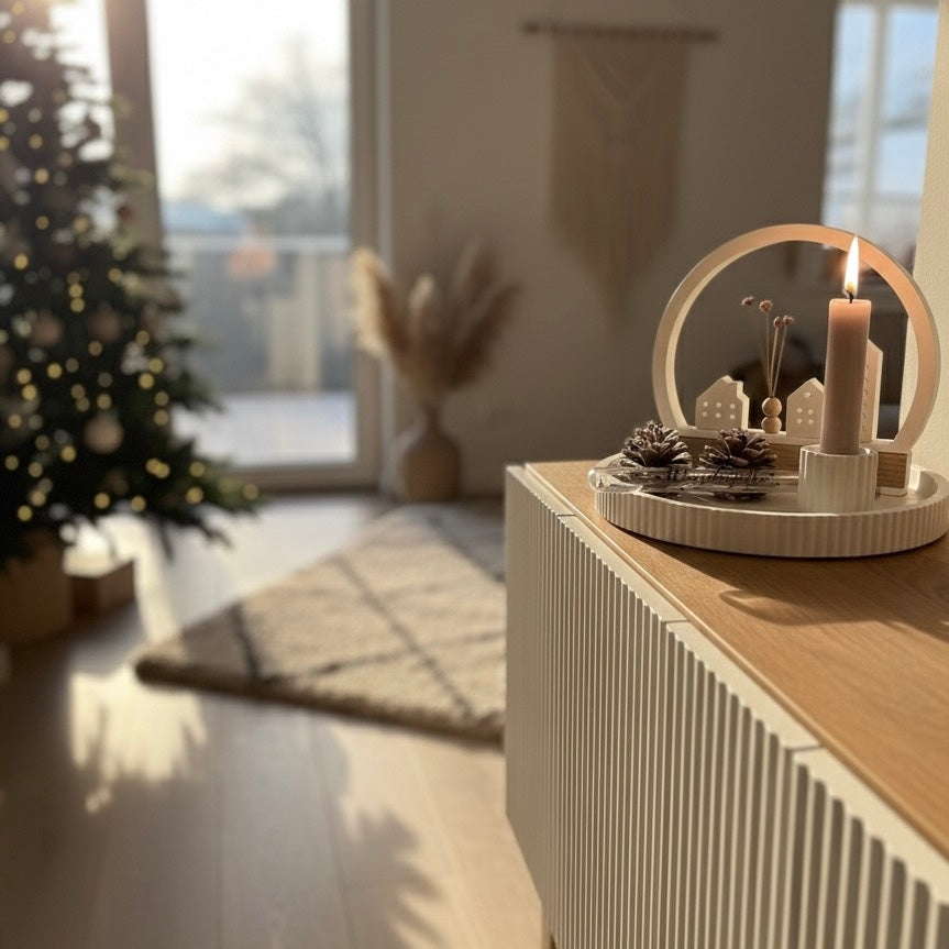 Geschenk-Set Handmade 'Winterzauber' – Handgemachte Raysin-Schale mit Dorf-Silhouette