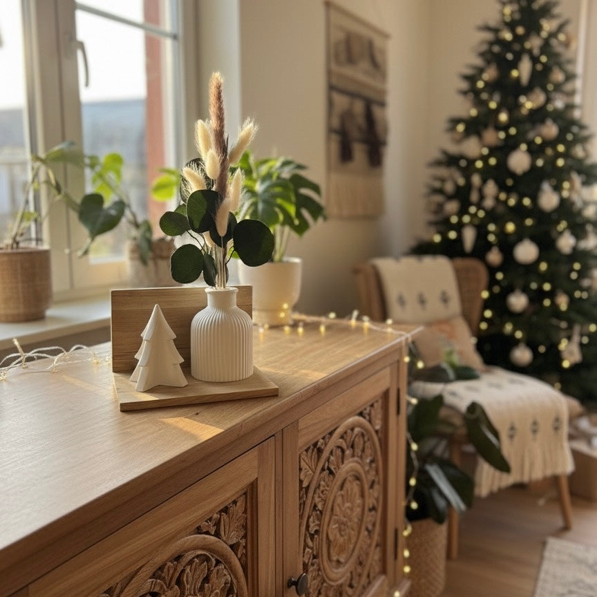 Geschenk-Set Handmade „Rundum-Natürlich" – Inkl. Trockenblumen-Arrangement auf Holz