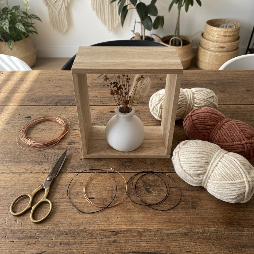 DIY Bastelset Holzklötze mit  Silikonform Vase