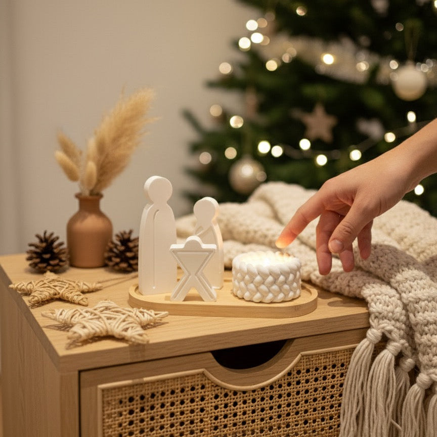 Handmade Krippen-Set auf Tablett