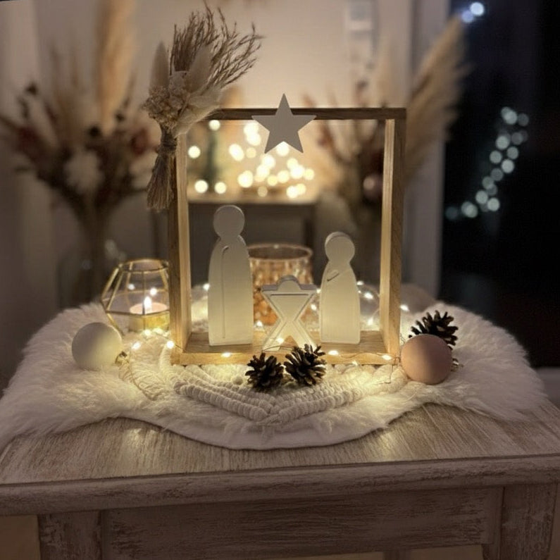 Handmade Dekobox Mini Krippe mit Trockenblumen