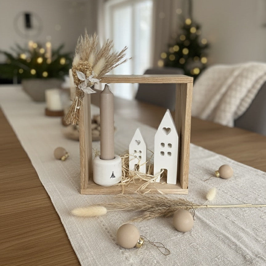 Handmade Dekobox Lichter-Duo und Kerze