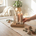 Handmade Adventskranz „Winterdorf“ klein - Sticker zum Selbstbekleben