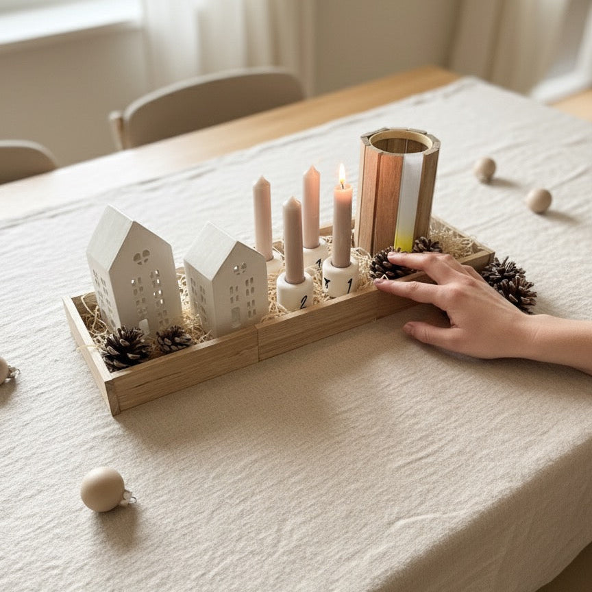 Handmade Adventskranz „Winterdorf“ groß