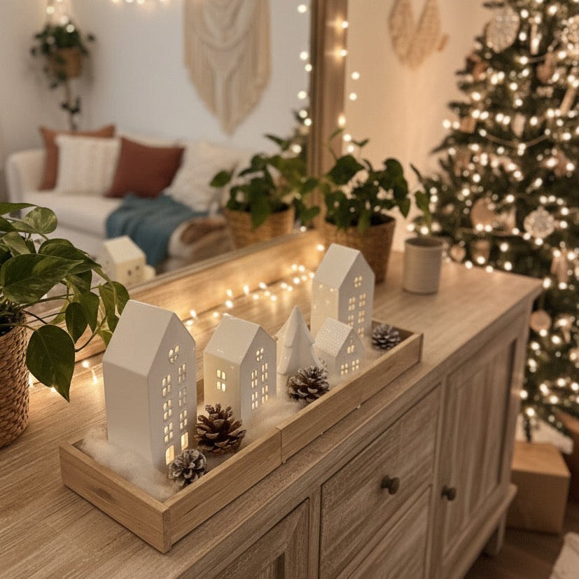 Handmade Skandi-Dorf im Kerzenschein