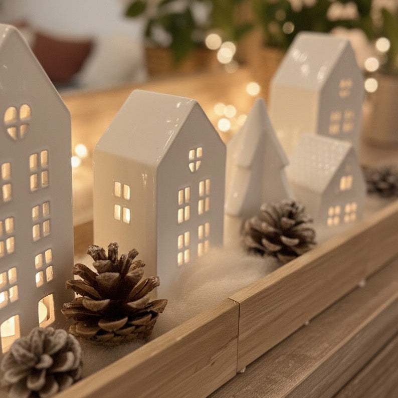 Handmade Skandi-Dorf im Kerzenschein