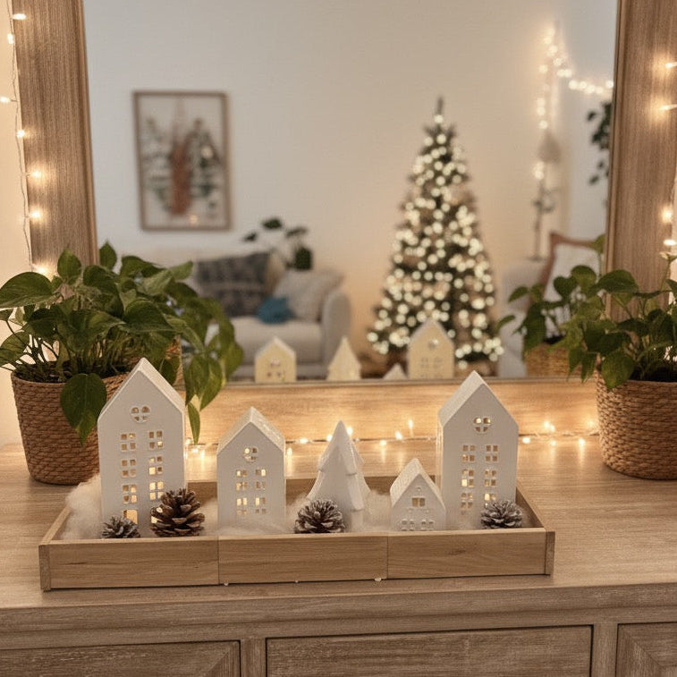 Handmade Skandi-Dorf im Kerzenschein