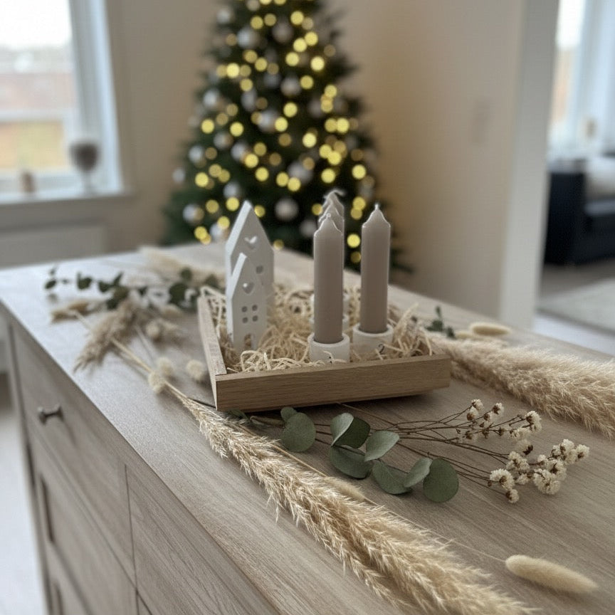 Handmade Adventskranz „Winterdorf“ klein