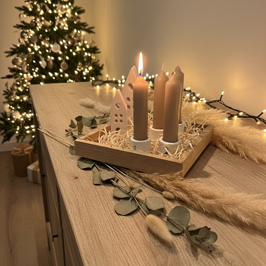 Handmade Adventskranz „Winterdorf“ klein