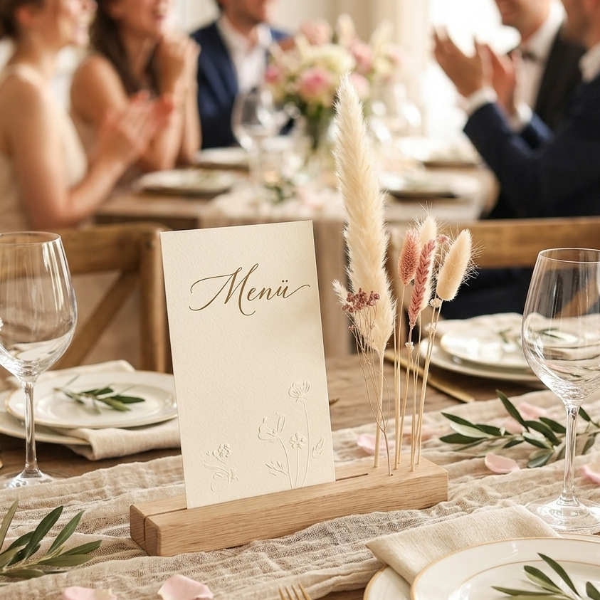 FlowerBar® Memories "Zuckerwatte" - florale Kartenhalterung mit Trockenblumen