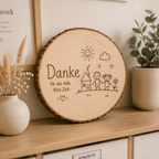 Personalisierte Holzscheibe mit Gravur „Haus“ – individuelles Erinnerungsgeschenk mit Wunschtext
