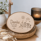 Personalisierte Holzscheibe mit Gravur „Haus“ – individuelles Erinnerungsgeschenk mit Wunschtext