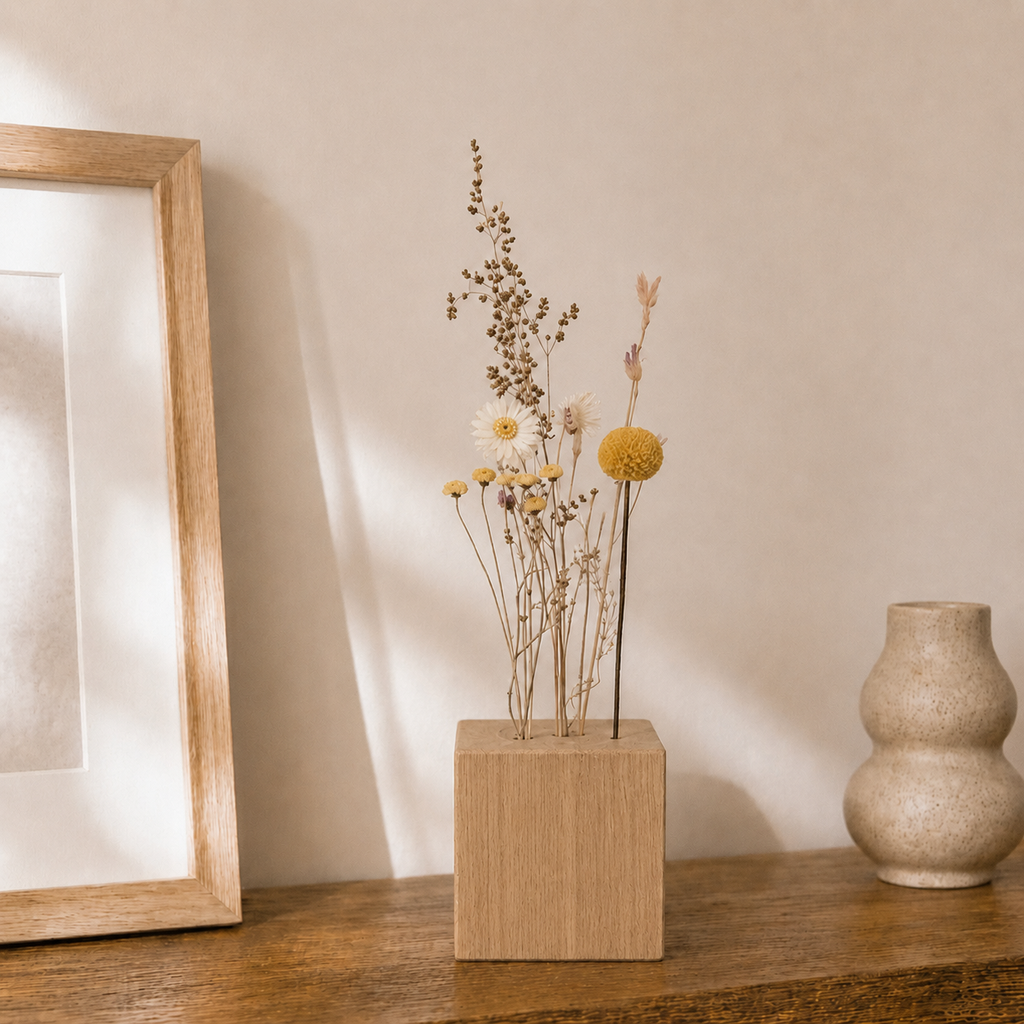 Personalisierter Flowerbar Cube mit Fingerabdruck Herz – Hochzeitsgeschenk