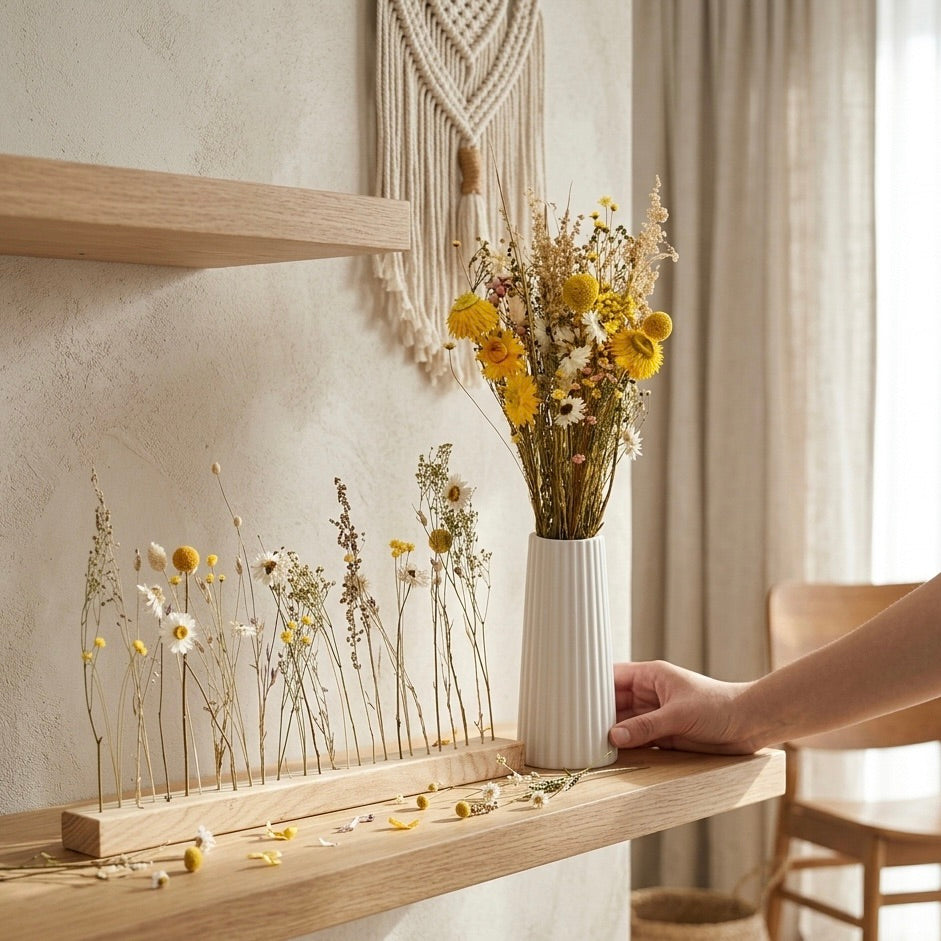 FlowerBar® Set „Sommerwiese“ - Trockenblumen Arrangement inkl. Raysin Vase und FlowerBar®