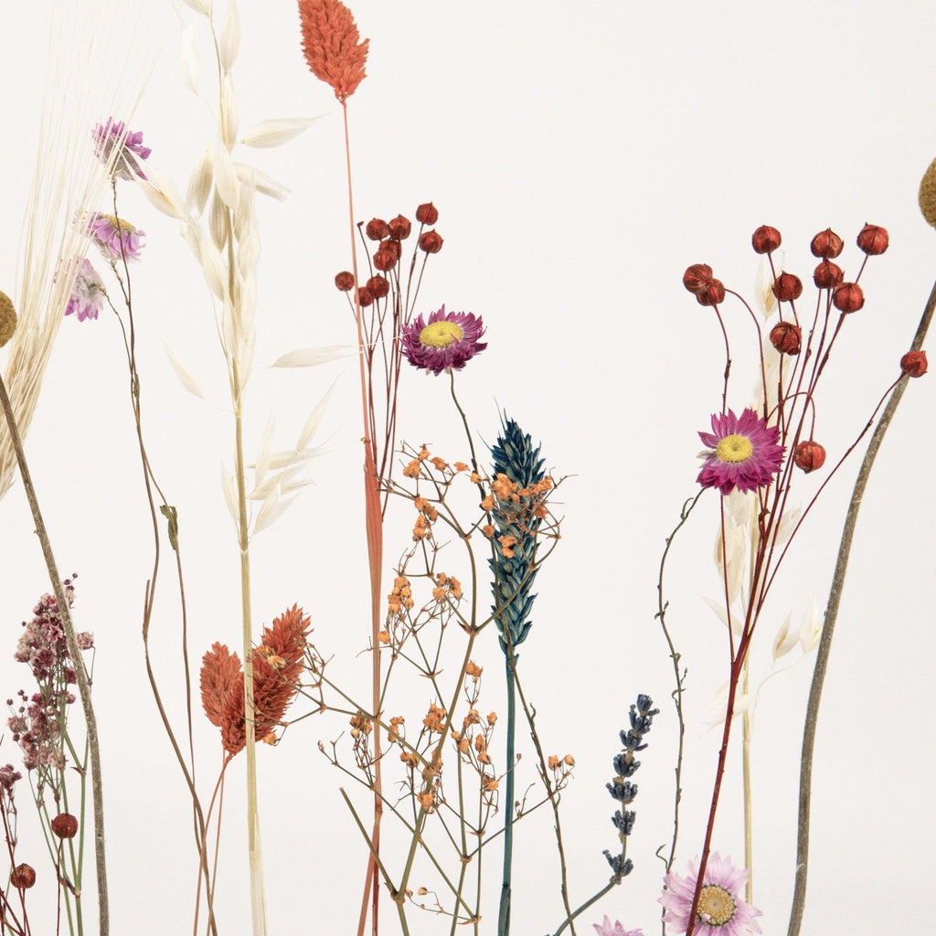 FlowerBar® Blumenwiese – Trockenblumen auf Eichenholz, DIY Geschenkidee, handmade, getrocknete Blumen, haltbar, Herbstdeko