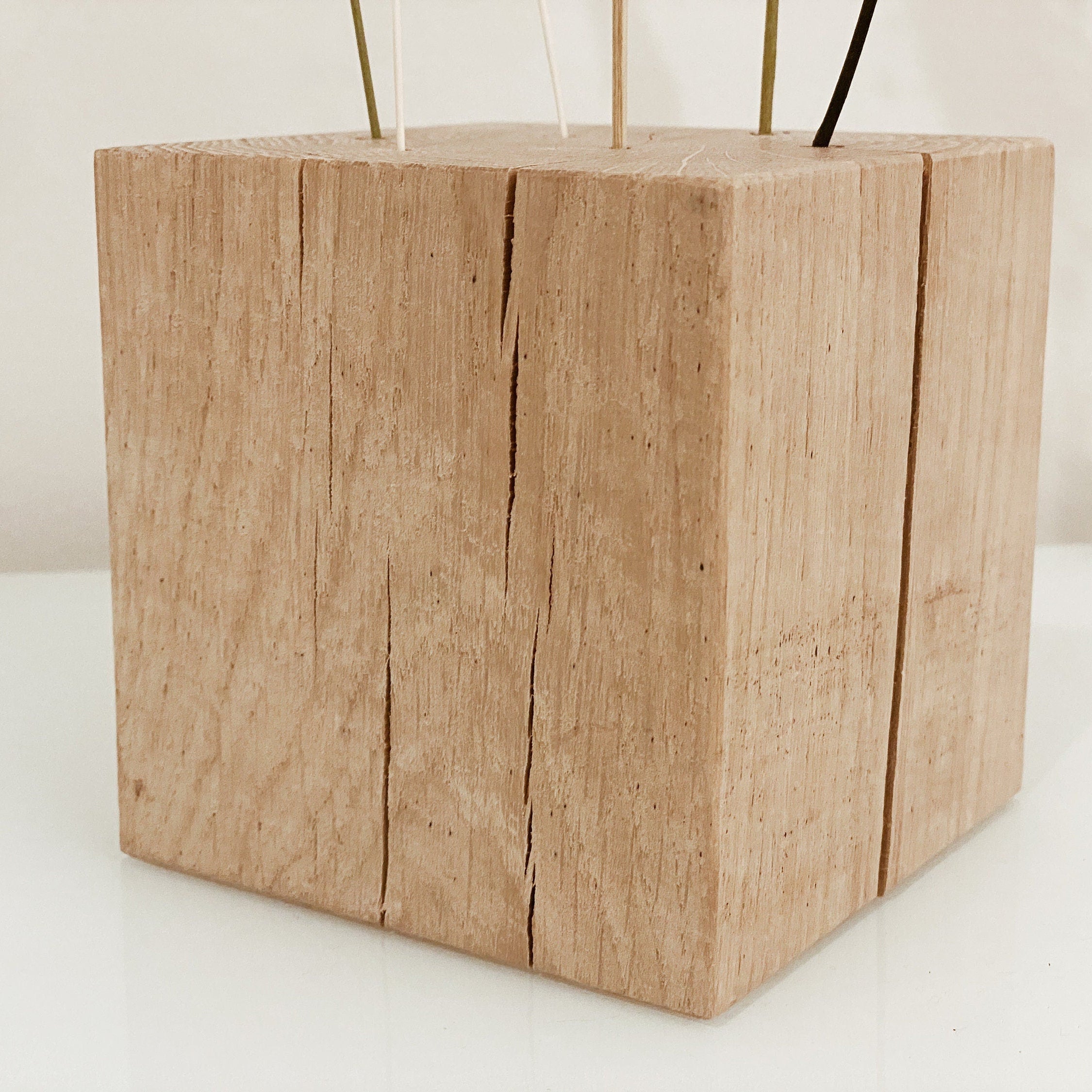 FlowerBar® CUBE "Fernweh" (ca. 10cm x 10cm x 10cm) Trockenblumen Flowergram & edle Eiche, Holz Arrangement, getrocknete Blumen, haltbar