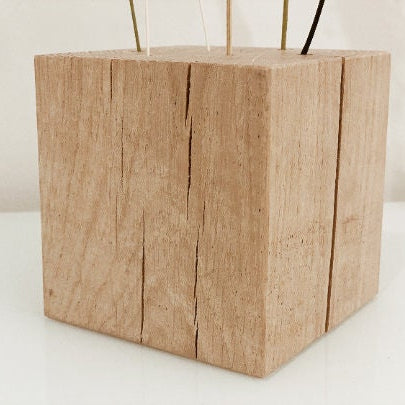 FlowerBar® CUBE "Zuckerwatte" (ca. 10cm x 10cm x 10cm) Trockenblumen Flowergram & edle Eiche, Holz Arrangement, getrocknete Blumen, haltbar