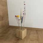 FlowerBar® CUBE "Blumenwiese" (ca. 10cm x 10cm x 10cm) Trockenblumen Flowergram & edle Eiche, Holz Arrangement, getrocknete Blumen, haltbar