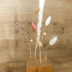 FlowerBar® CUBE "Fata Morgana" (ca. 10cm x 10cm x 10cm)Trockenblumen Flowergram & edle Eiche, Holz Arrangement, getrocknete Blumen, haltbar