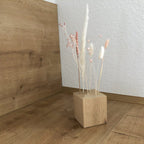 FlowerBar® CUBE "Zuckerwatte" (ca. 10cm x 10cm x 10cm) Trockenblumen Flowergram & edle Eiche, Holz Arrangement, getrocknete Blumen, haltbar