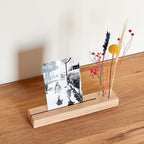 FlowerBar® Memories "Blumenwiese" Trockenblumen Flowergram & edle Eiche, Holz Arrangement, getrocknete Blumen, Fotohalter, Erinnerung