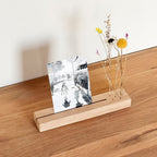FlowerBar® Memories "Sommerwiese" Trockenblumen Flowergram & edle Eiche, Holz Arrangement, getrocknete Blumen, Fotohalter, Erinnerung