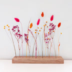 FlowerBar® "Feuerblüte" Trockenblumen Flowergram & edle Eiche, Holz Arrangement, getrocknete Blumen, haltbar