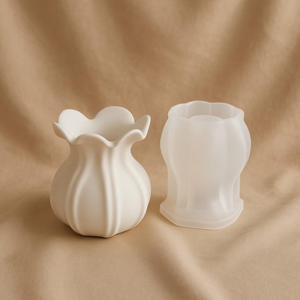 Silikonform Blütenhauch – DIY Vase selber gießen - Gießform aus Silikon für Kreativbeton, Gießmasse oder Harz